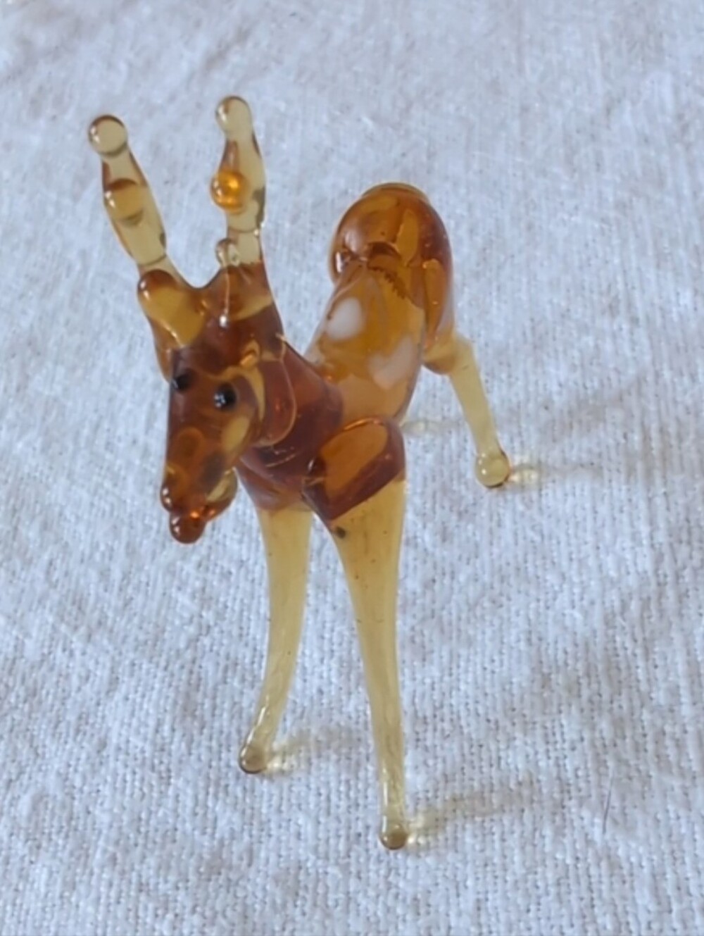 Handblown Amber Glass Buck Figurine - Elegant Home Accent